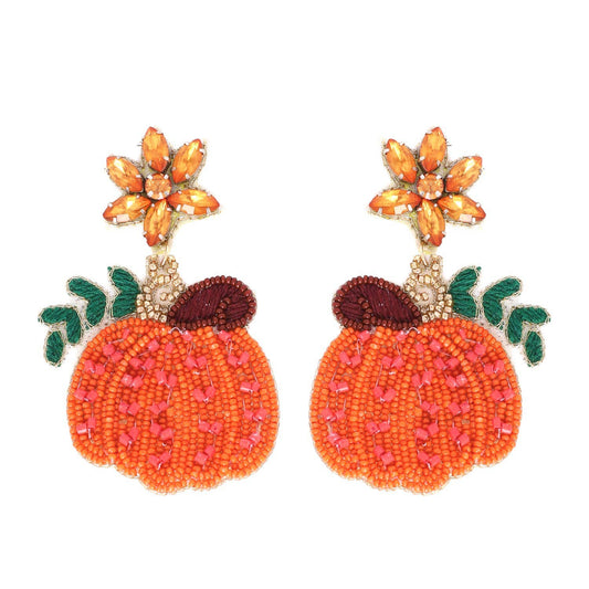 Pumpkin Beaded Earrings