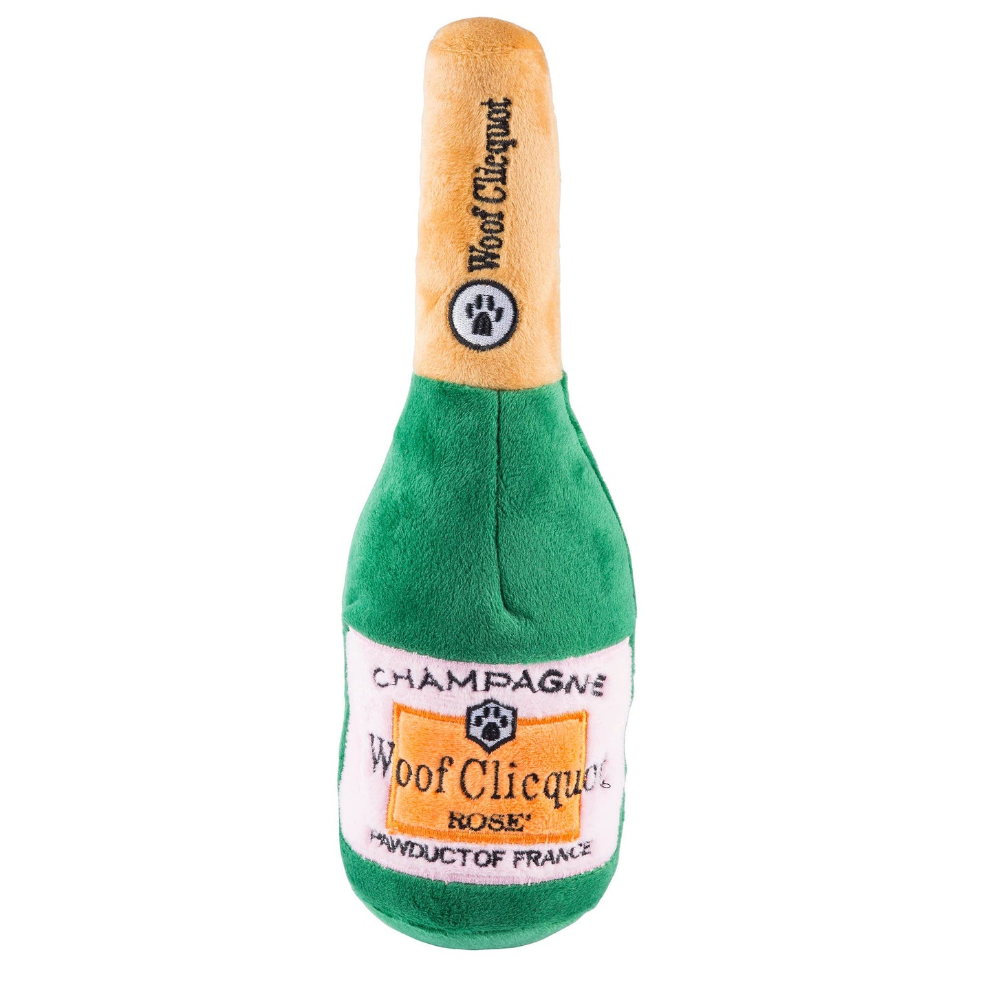 Woof Clicquot Rosé Champagne Bottle Squeaker Dog Toy: Small