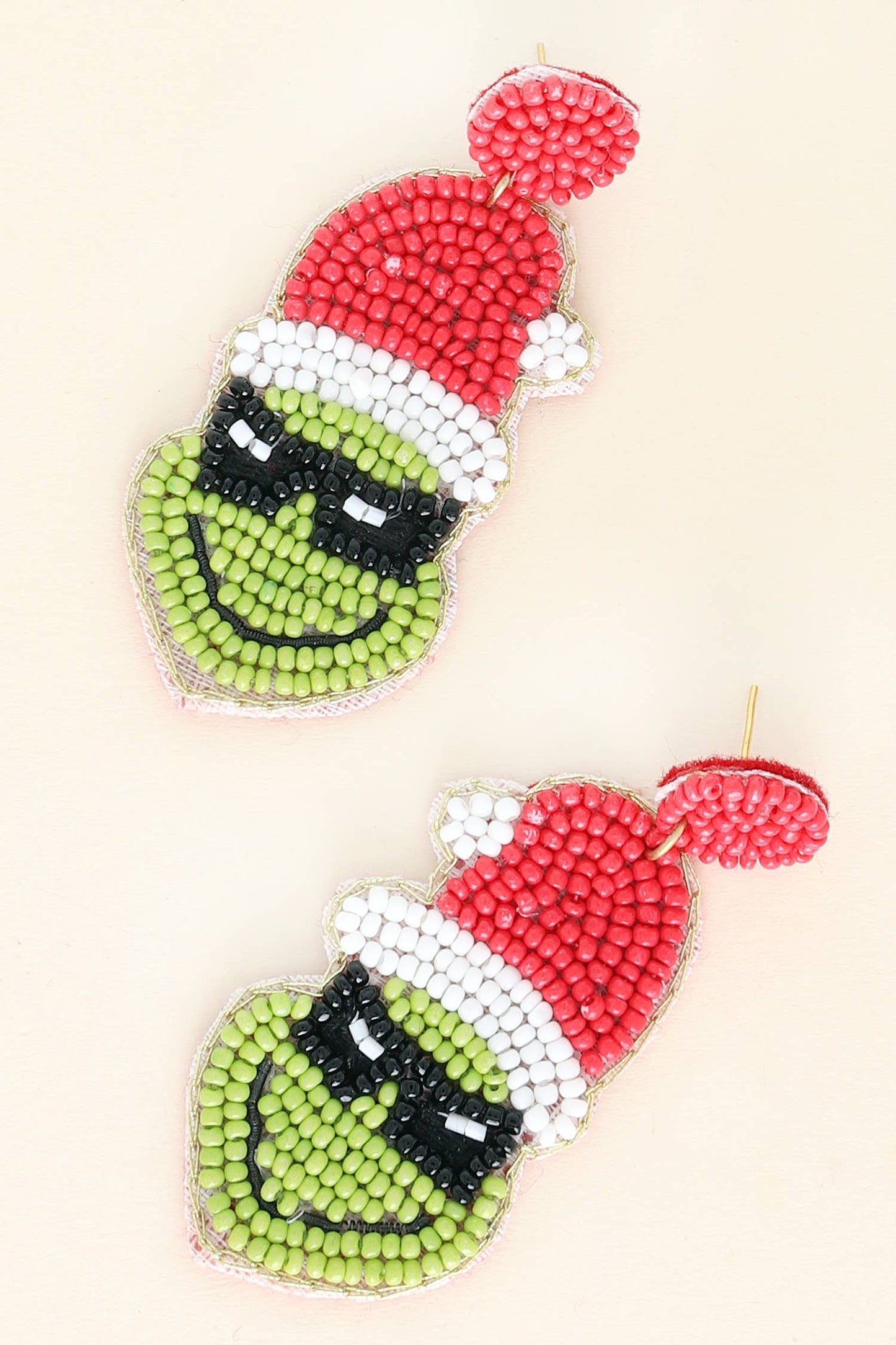 Grinch Christmas Beaded Earrings