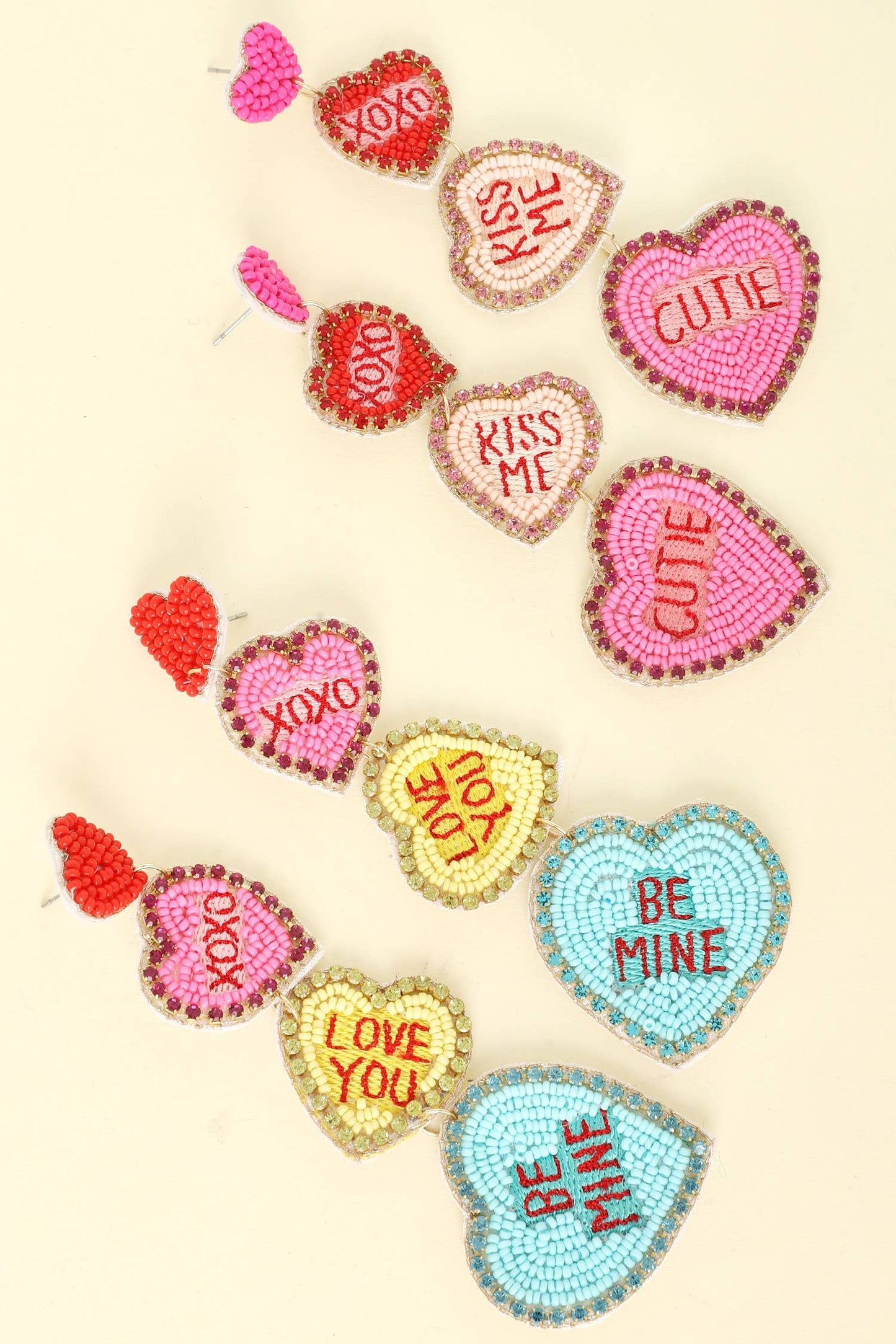 Valentine's Day Conversation Hearts Beaded Earrings