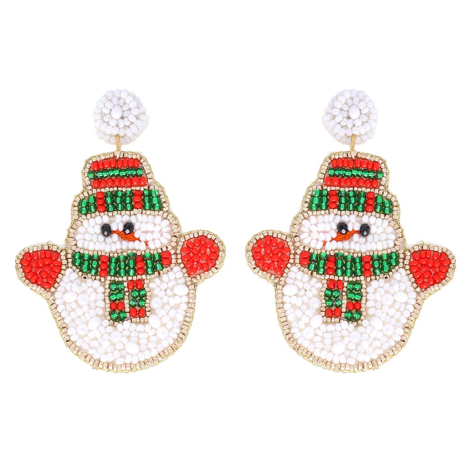 Snowman Christmas Beaded Earrings