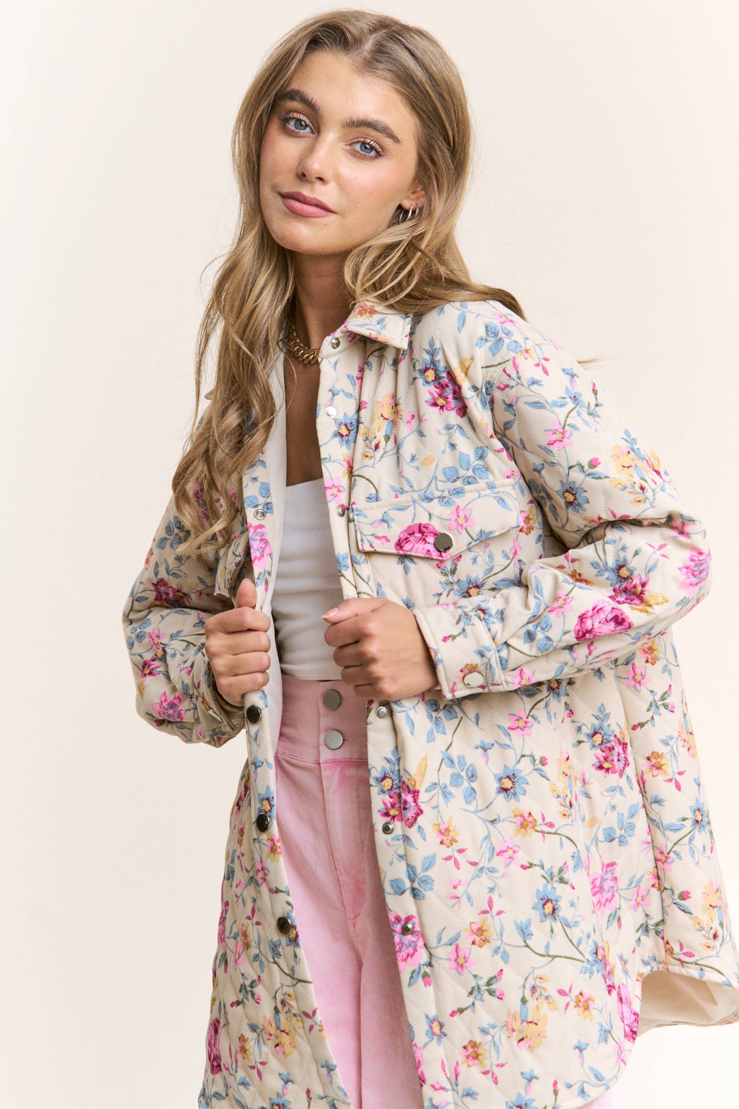 Floral Print Quilted Jacket