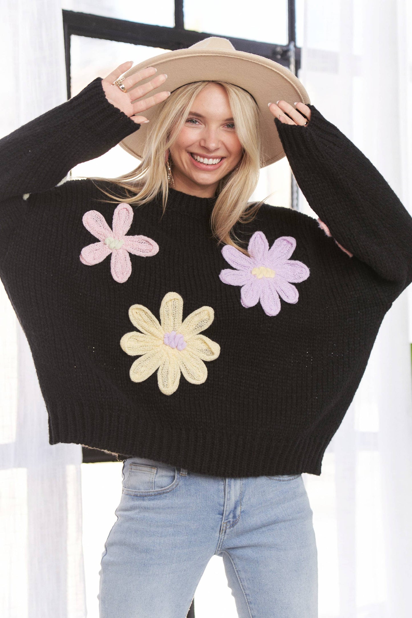 Floral Pullover Knit Sweater