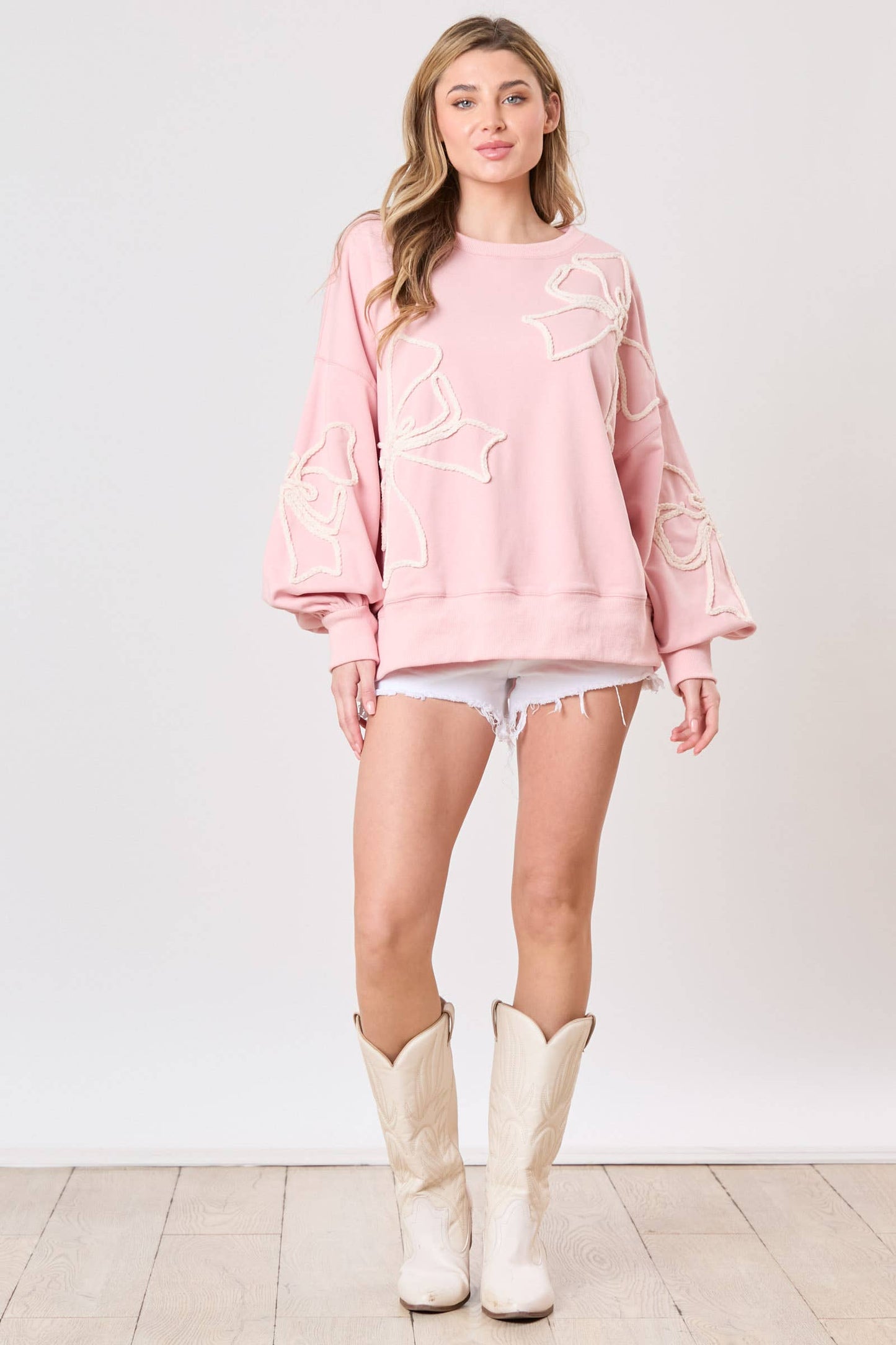 Embroidered Bow Sweatshirt