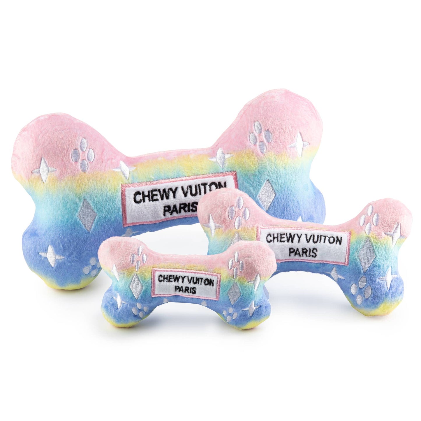 Pink Ombre Chewy Vuiton Bone Squeaker Dog Toy: Small