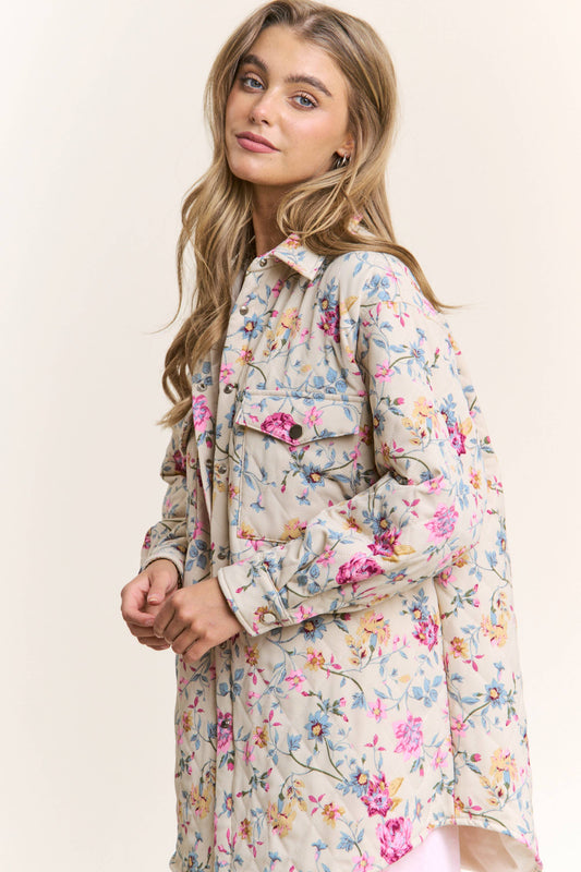 Floral Print Quilted Jacket