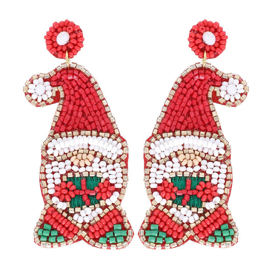 North Pole Christmas Elf Beaded Earrings