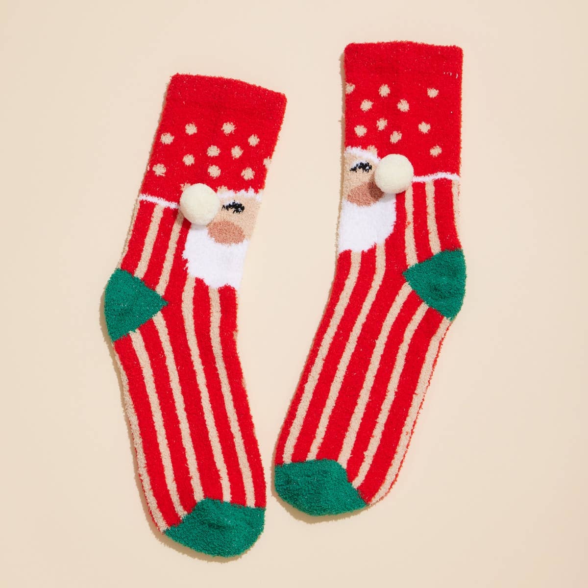 Fuzzy Christmas Santa Socks