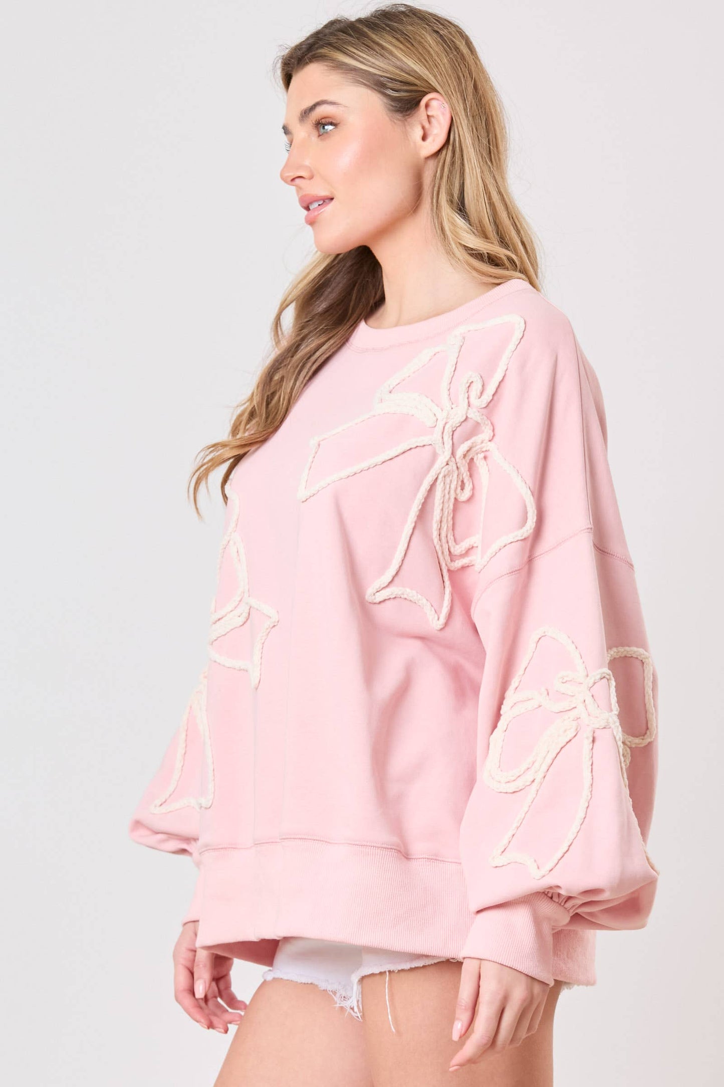 Embroidered Bow Sweatshirt