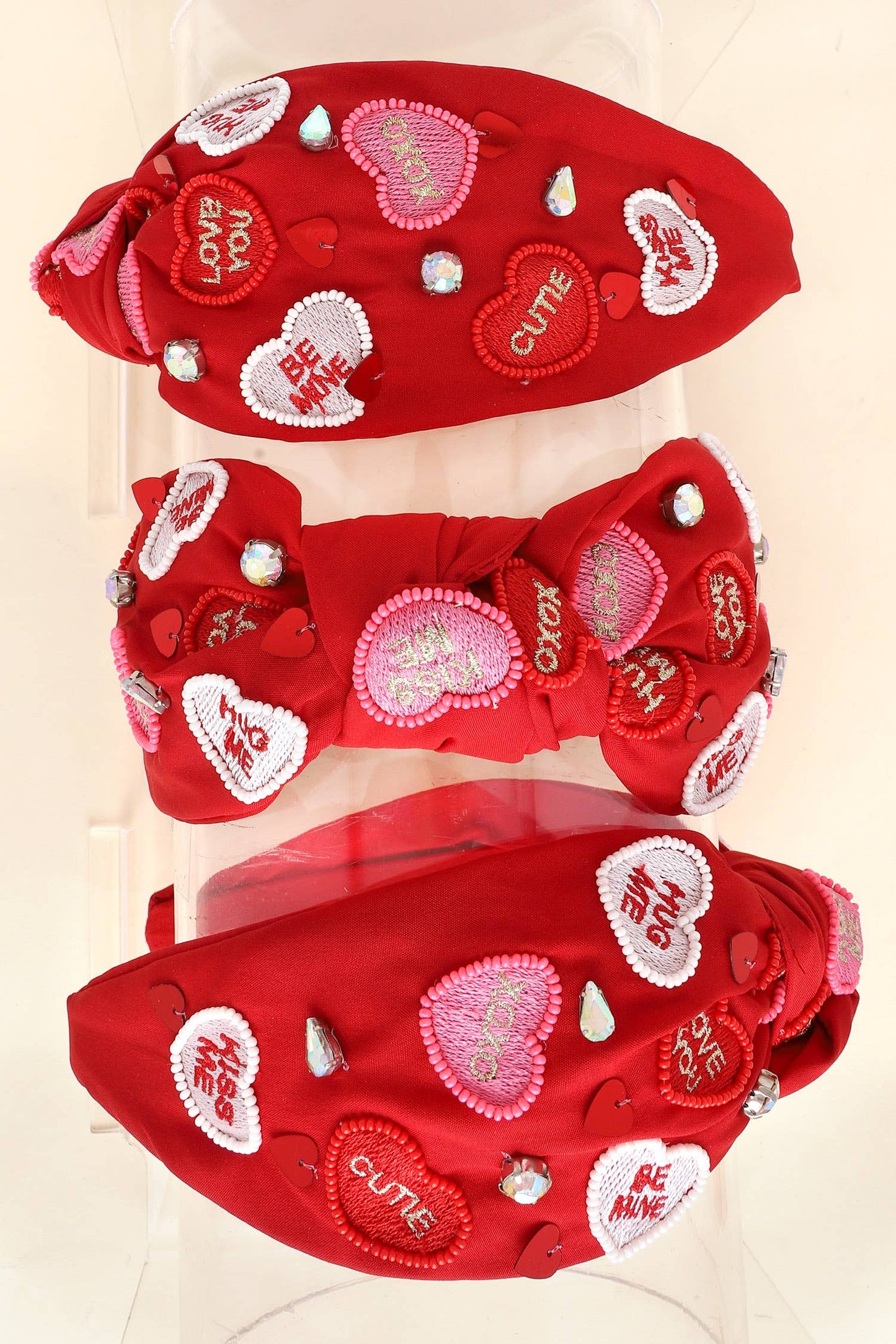 Valentine's Day Conversation Hearts Knotted Headband - Red