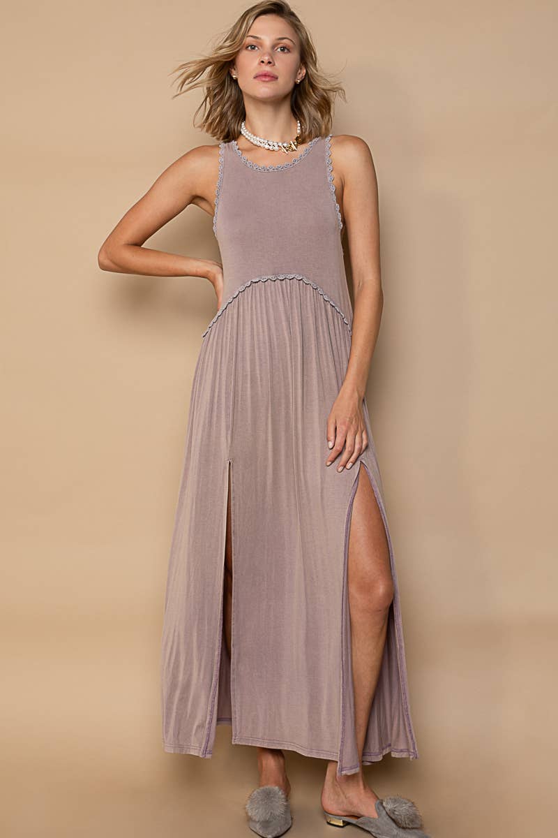 Sleeveless Racerback Slit Maxi Dress