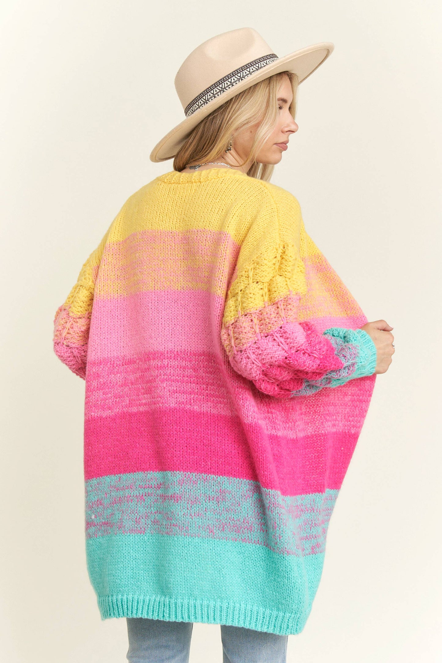 Rainbow Colorblock Cardigan Sweater