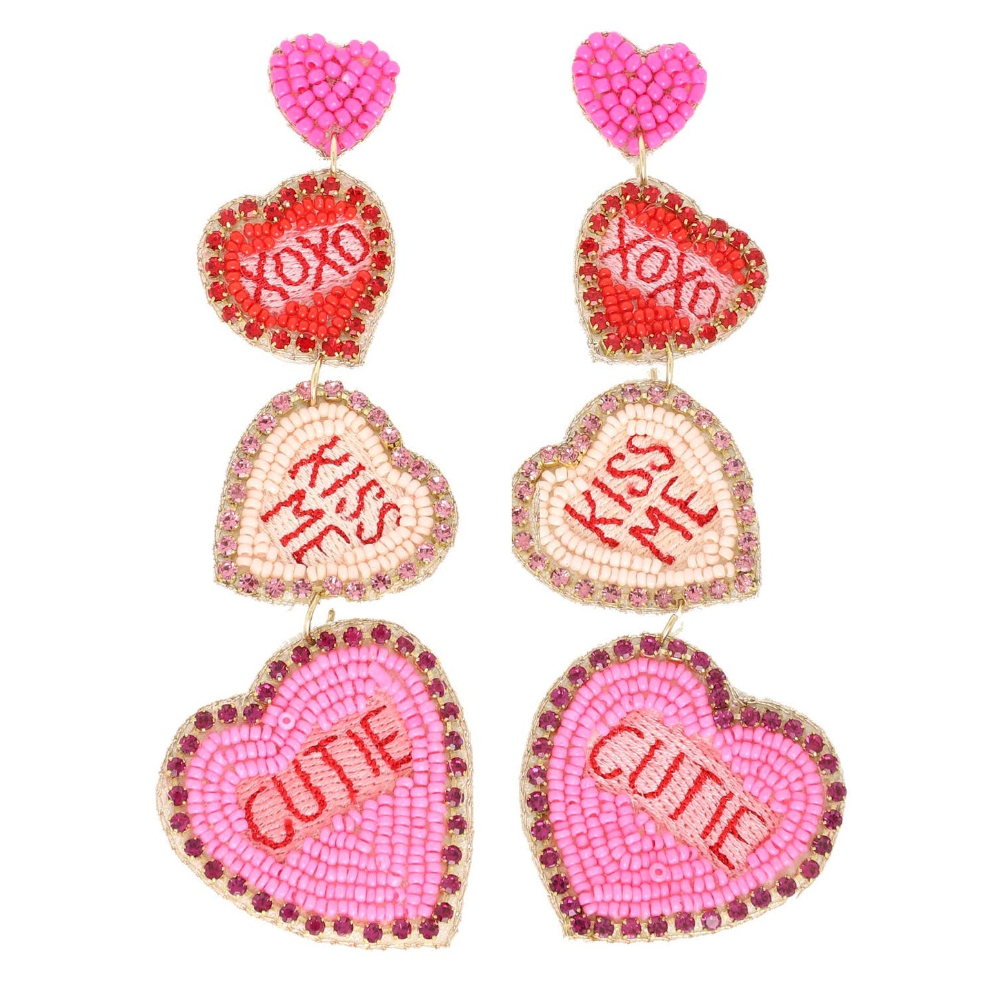 Valentine's Day Conversation Hearts Beaded Earrings