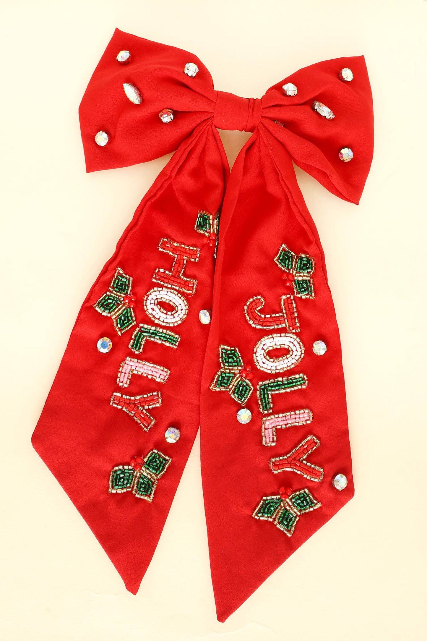 Christmas Holly Jolly Jeweled Hair Bow