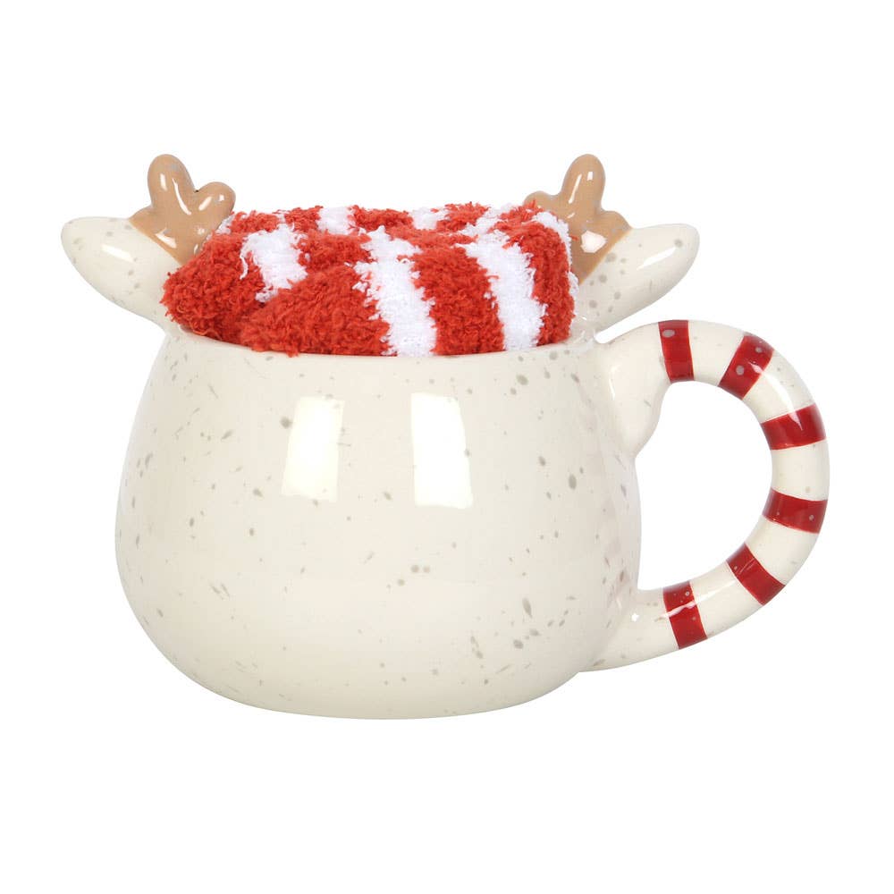 Rudolph Reindeer Christmas Mug and Socks Gift Set