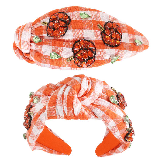 Pumpkin Jeweled Knotted Headband