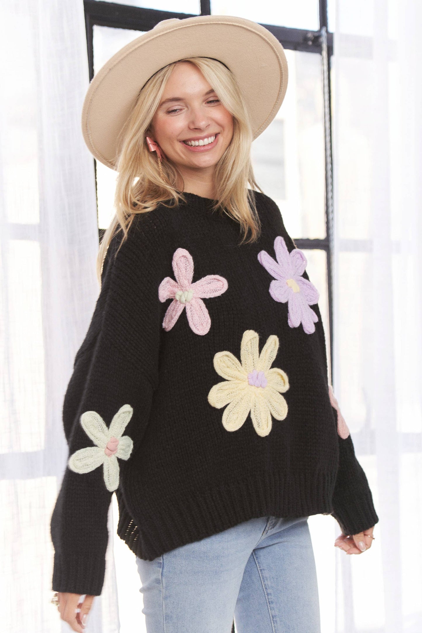 Floral Pullover Knit Sweater