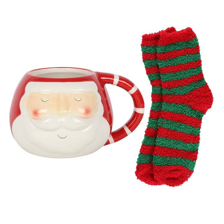 Christmas Santa Mug and Socks Gift Set Ceramic