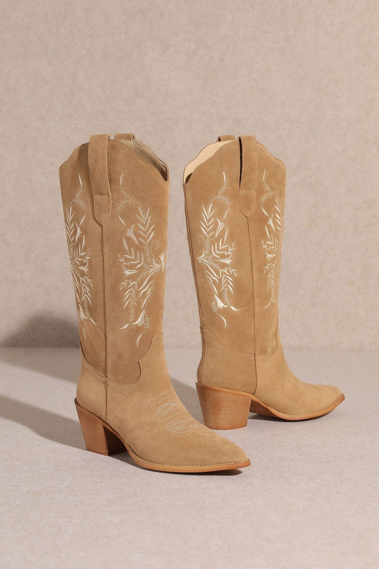 Flora Embroidered Western Cowboy Boot Heeled