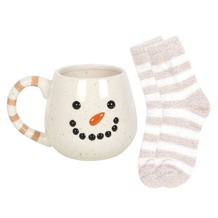 Snowman Christmas Mug and Socks Gift Set Ceramic