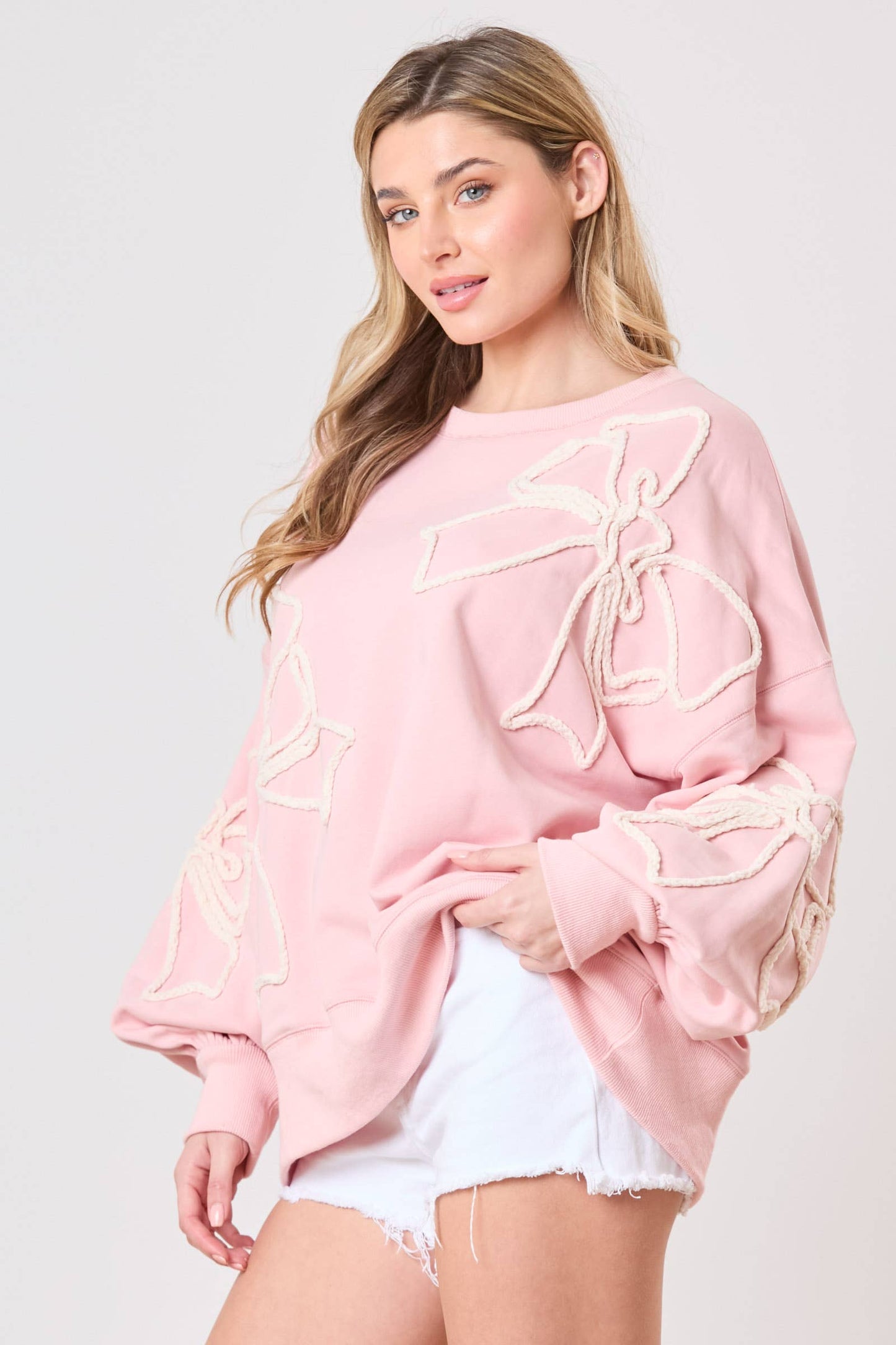 Embroidered Bow Sweatshirt