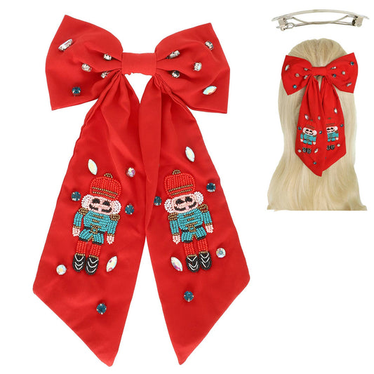 Nutcracker Beaded Embroidered Hair Bow