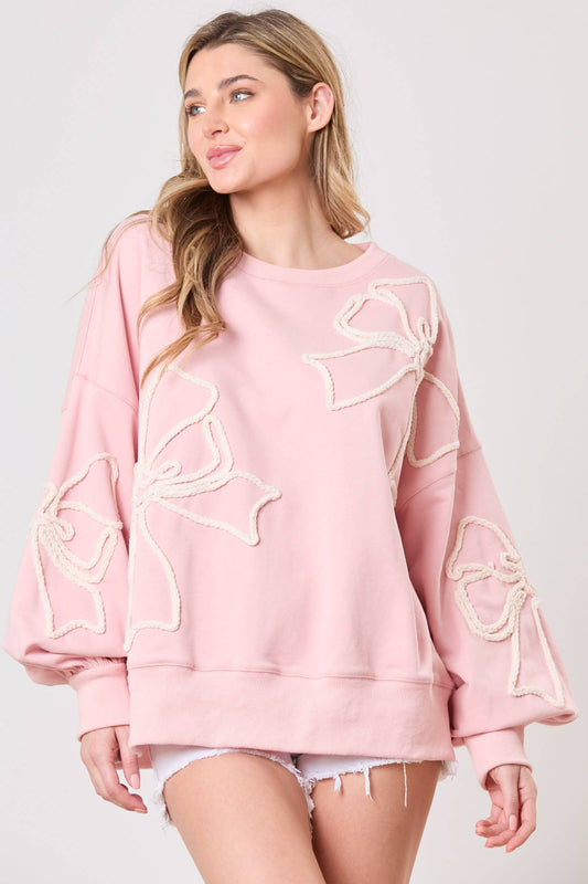 Embroidered Bow Sweatshirt