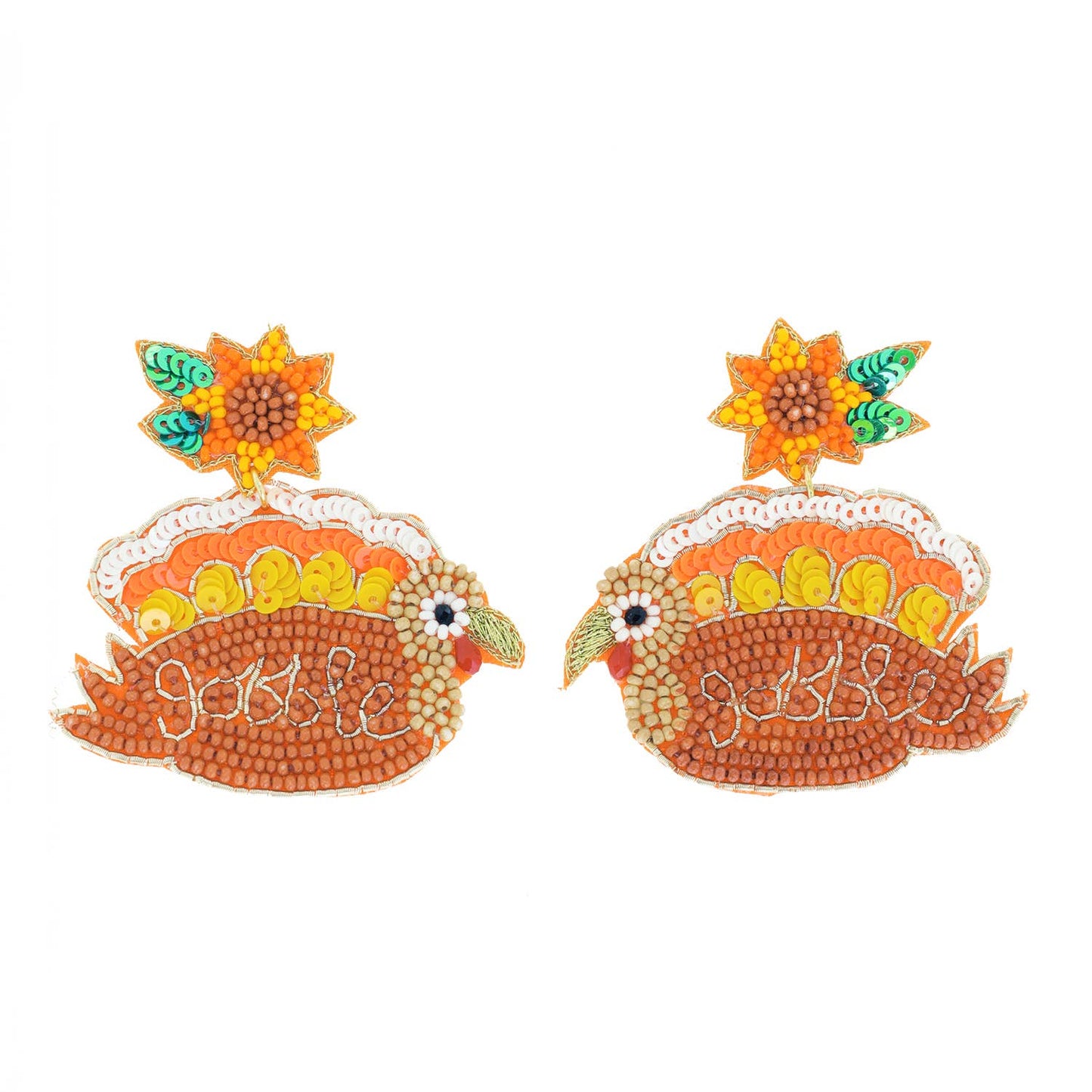 Thanksgiving Turkey Gobble Beaded Earrings