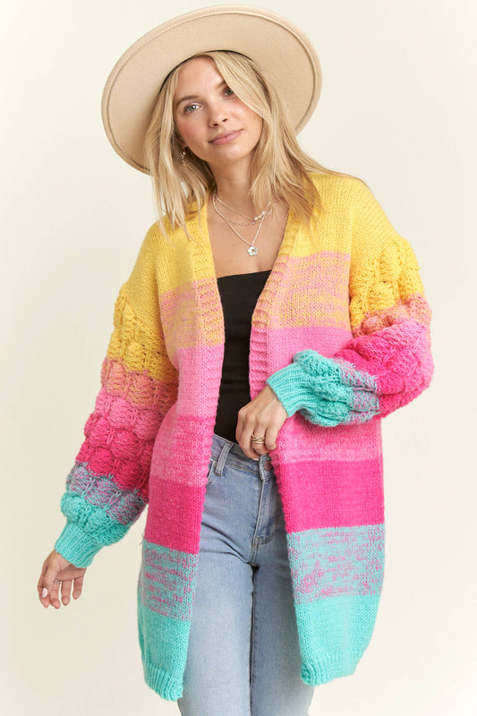 Rainbow Colorblock Cardigan Sweater