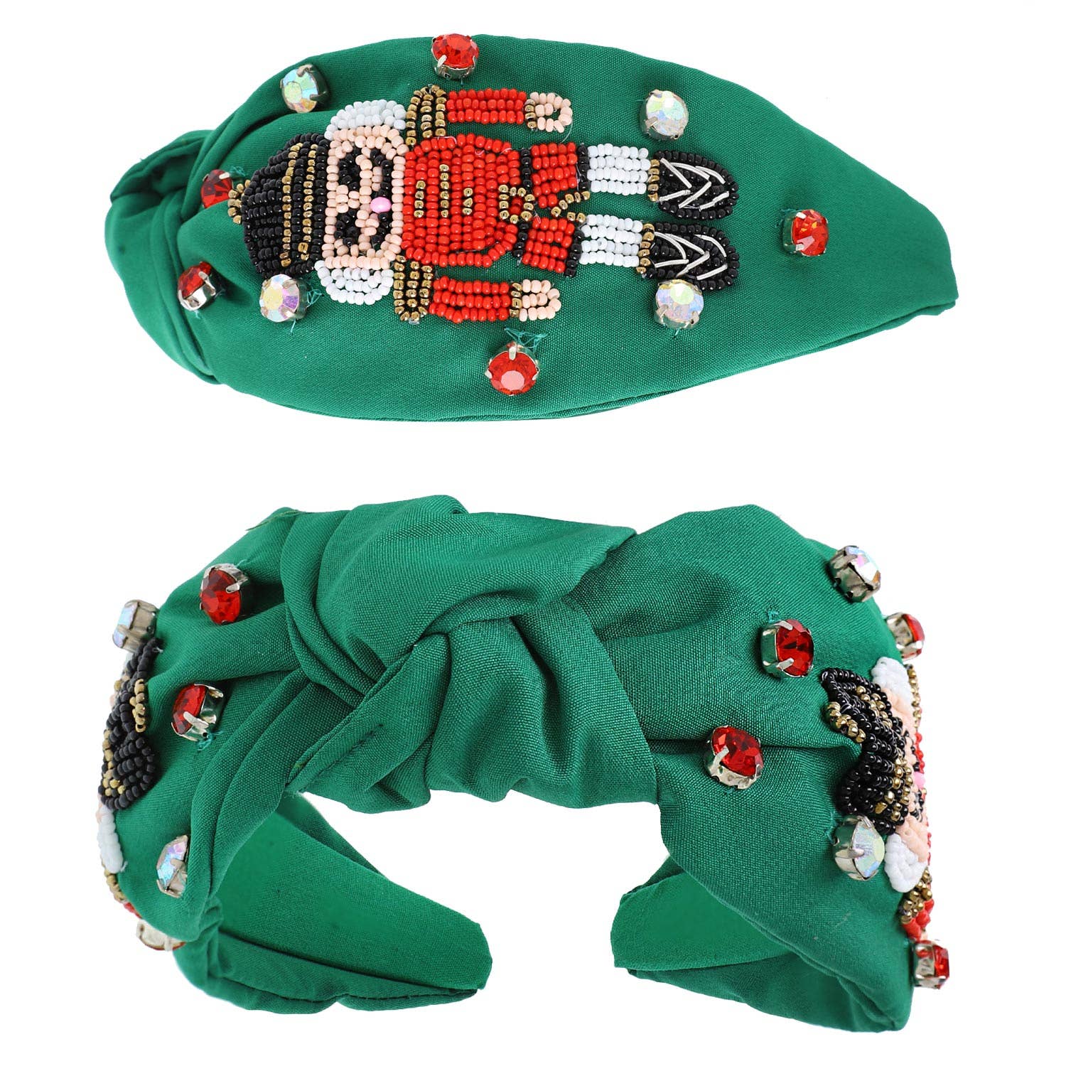 Nutcracker Jeweled Knotted Christmas Headband - Green