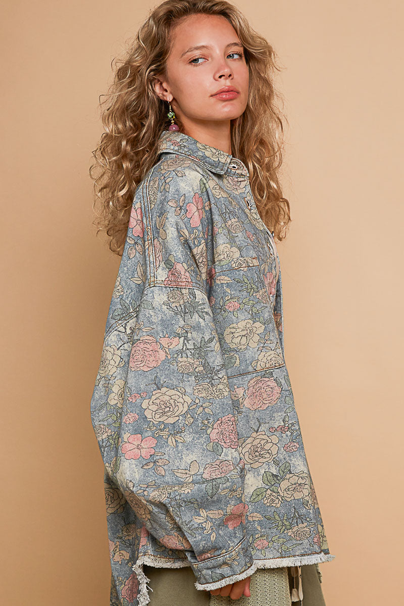 Floral Vintage Denim Shacket