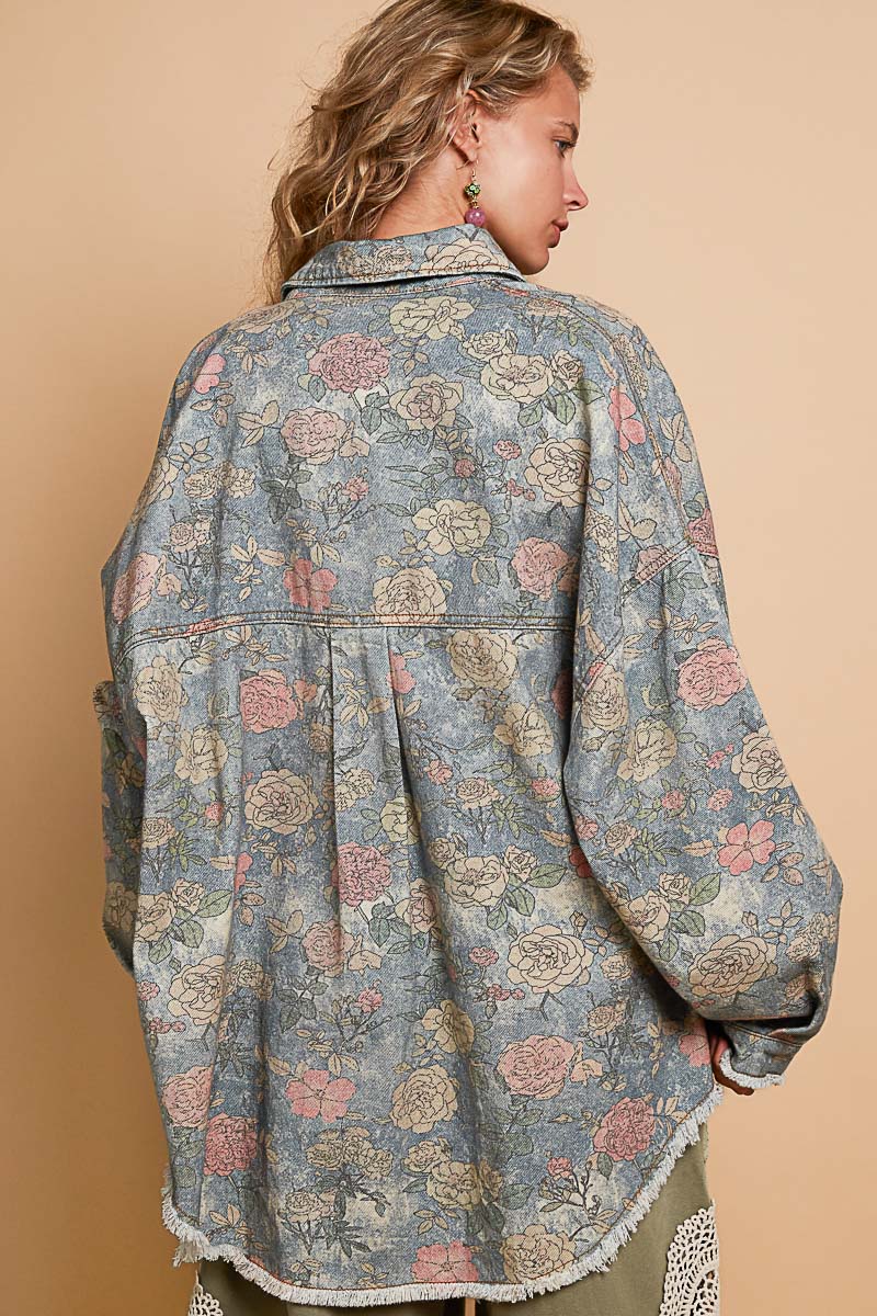 Floral Vintage Denim Shacket