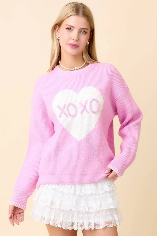 Valentine's Day XOXO Heart Crochet Sweater