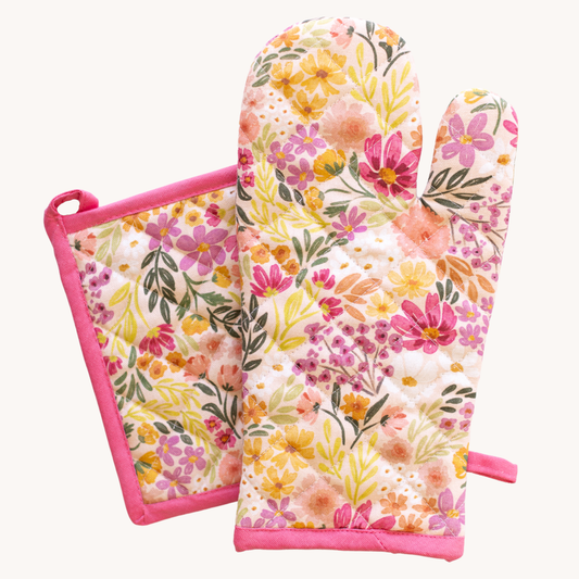 Primrose Petals Oven Mitt & Pot Holder Set