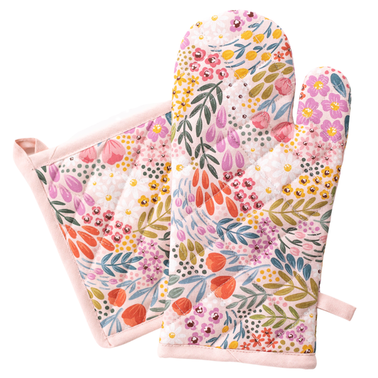 Summer Meadows Floral Oven Mitt & Pot Holder Set