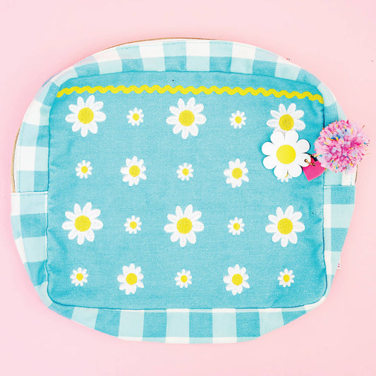 Embroidered Daisy Darling Pouch - Large