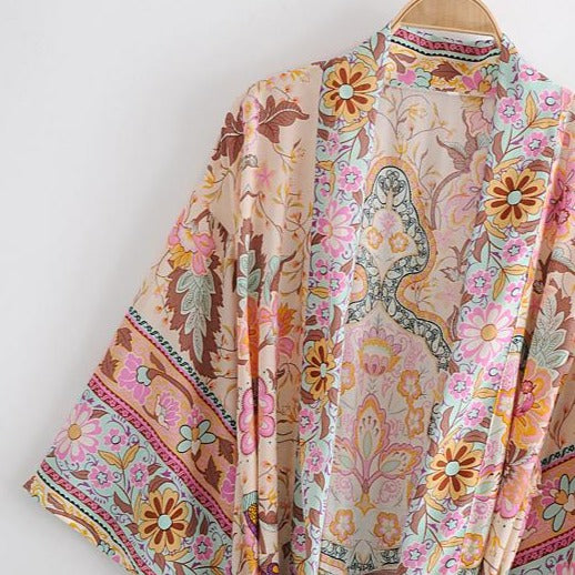 Sun Goddess Bohemian Floral Kimono - Pink | Moonlight Gypsea